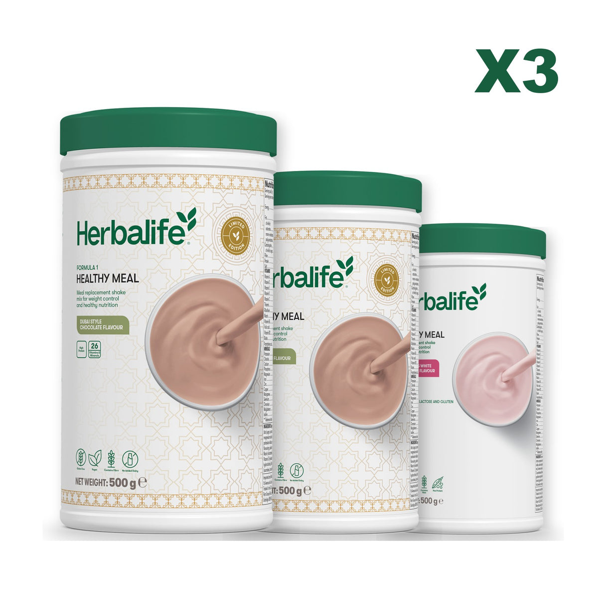 Formula 1 Dubai Style Chocolate plus 2 flavours of your choice - Dubai Style Chocolate / Free From Raspberry & White Chocolate
