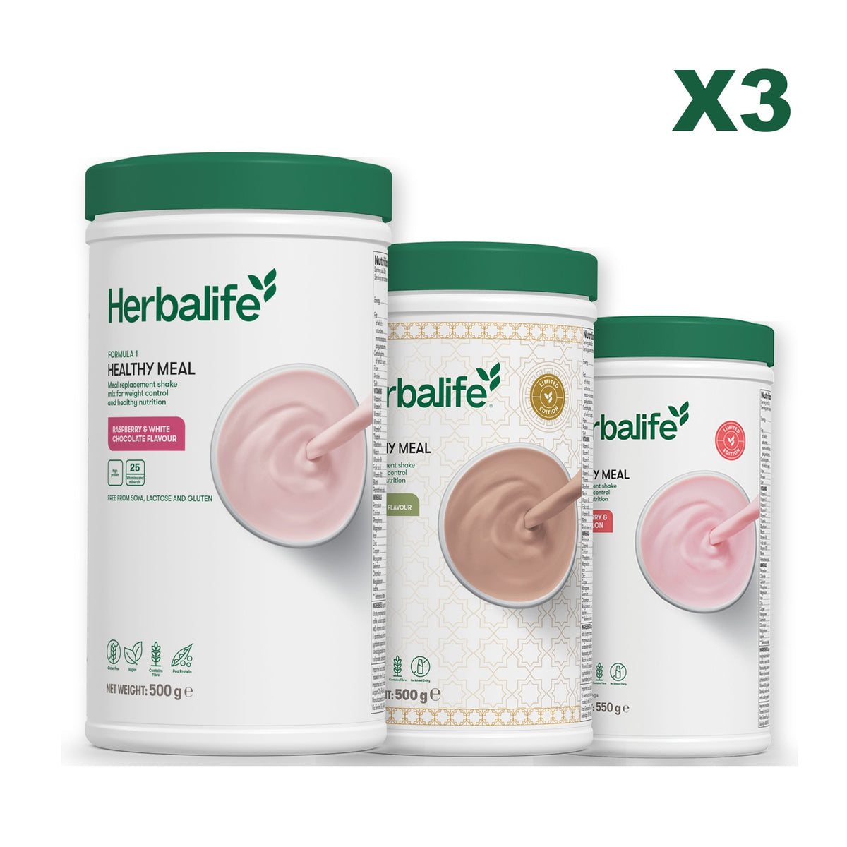 Formula 1 Free From Raspberry and White Chocolate plus 2 flavours of your choice - Dubai Style Chocolate / Strawberry Watermelon