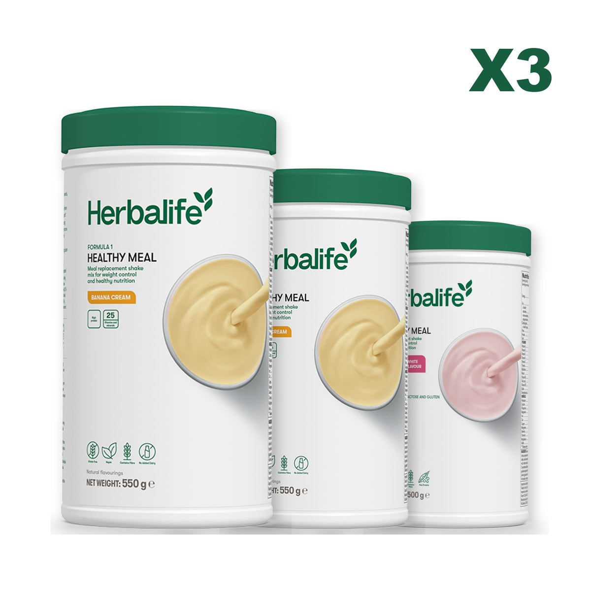 Formula 1 Banana Cream plus 2 flavours of your choice - Banana Cream / Free From Raspberry & White Chocolate