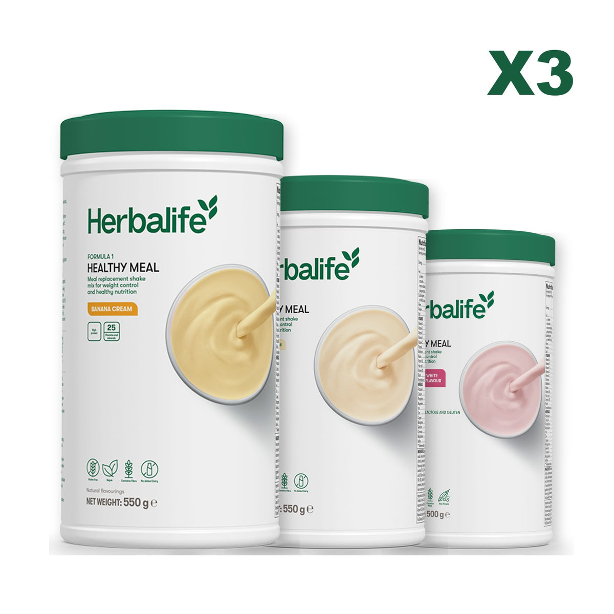 Formula 1 Banana Cream plus 2 flavours of your choice - Vanilla / Free From Raspberry & White Chocolate