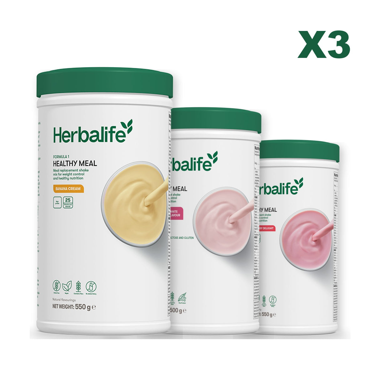 Formula 1 Banana Cream plus 2 flavours of your choice - Free From Raspberry & White Chocolate / Strawberry