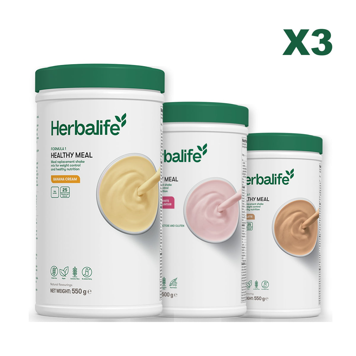 Formula 1 Banana Cream plus 2 flavours of your choice - Free From Raspberry & White Chocolate / Cafe Latte