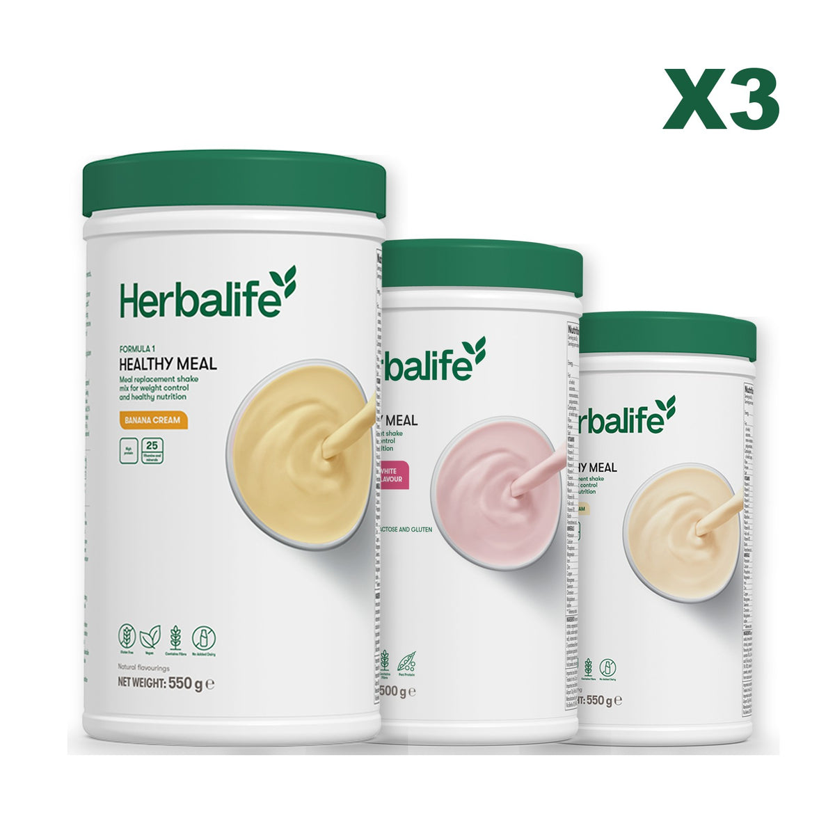 Formula 1 Banana Cream plus 2 flavours of your choice - Free From Raspberry & White Chocolate / Vanilla