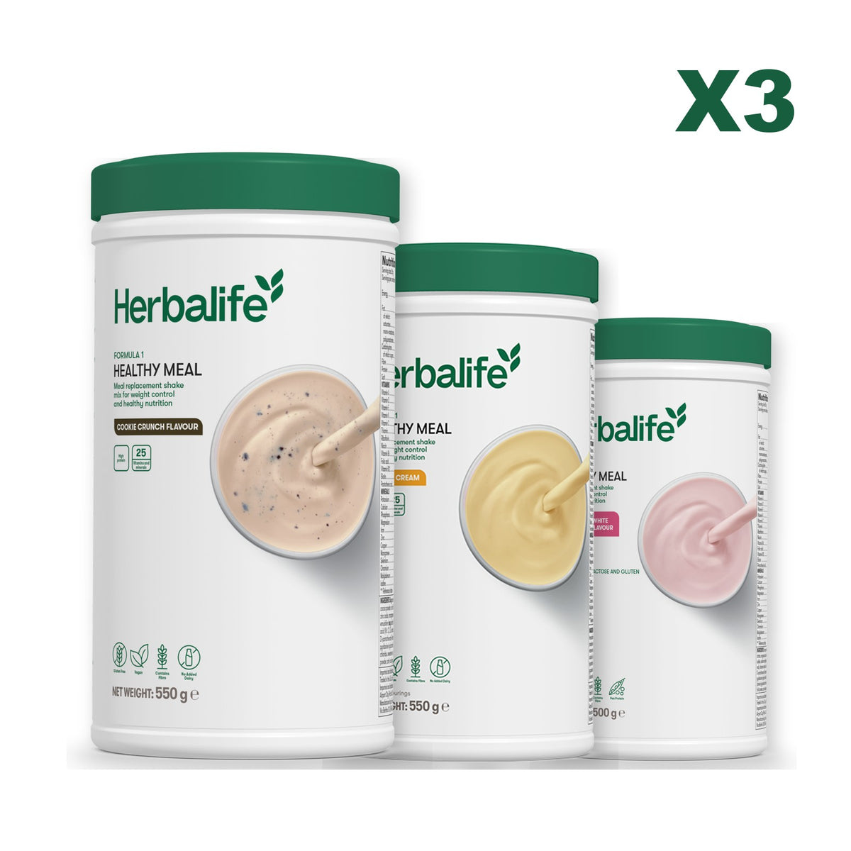 Formula 1 Cookie Crunch plus 2 flavours of your choice - Banana Cream / Free From Raspberry & White Chocolate