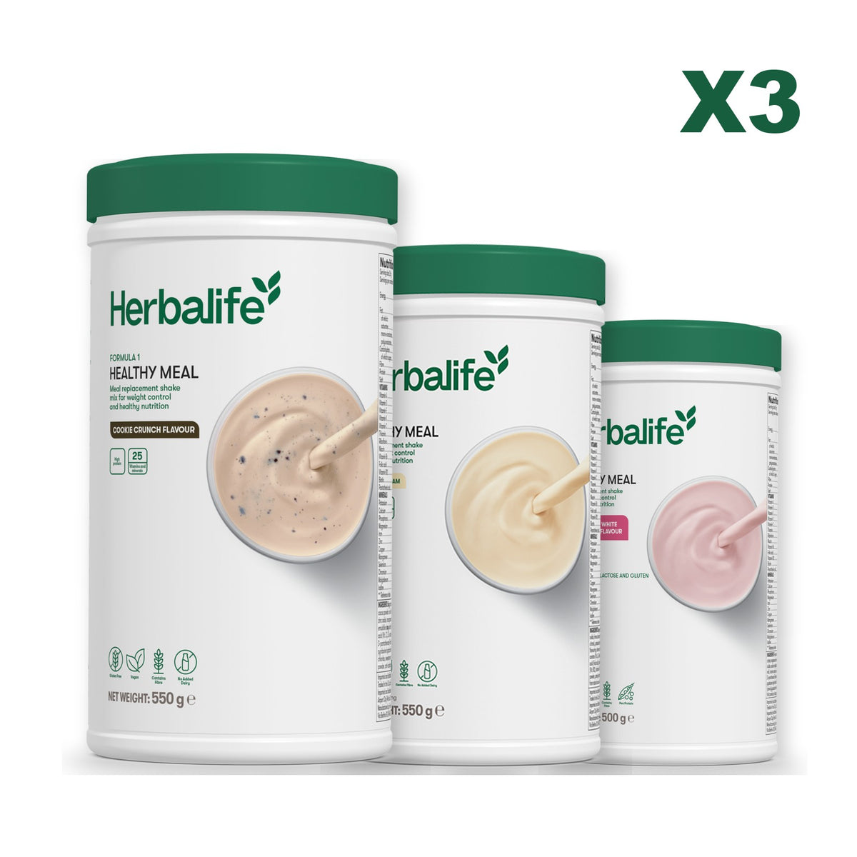 Formula 1 Cookie Crunch plus 2 flavours of your choice - Vanilla / Free From Raspberry & White Chocolate