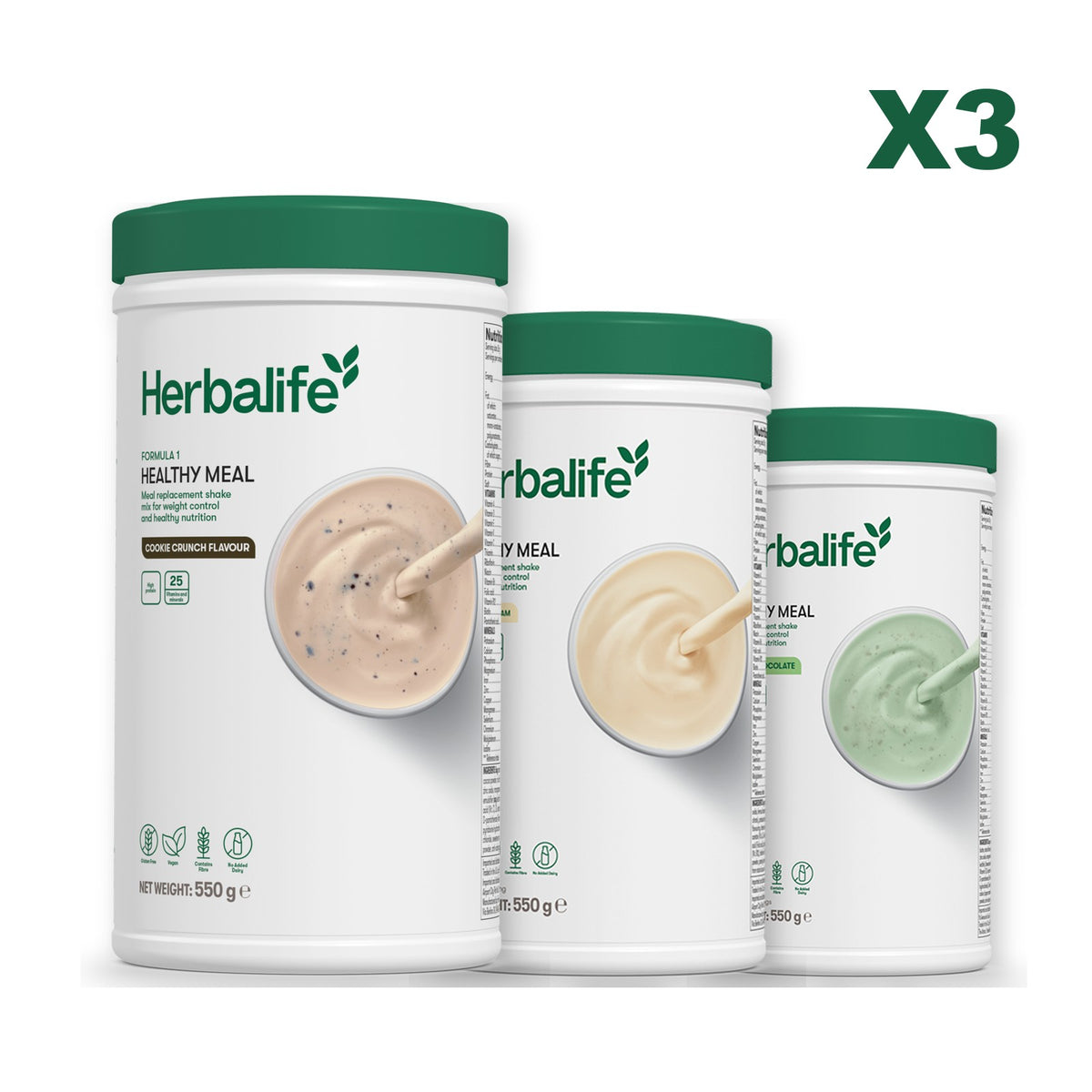 Formula 1 Cookie Crunch plus 2 flavours of your choice - Vanilla / Mint Chocolate