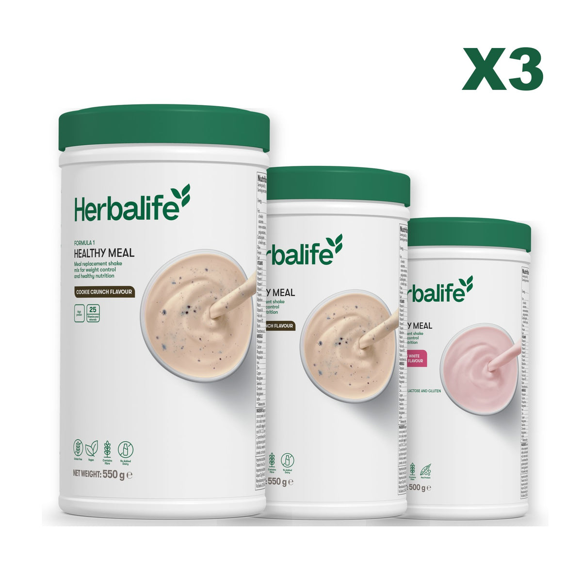 Formula 1 Cookie Crunch plus 2 flavours of your choice - Cookie Crunch / Free From Raspberry & White Chocolate