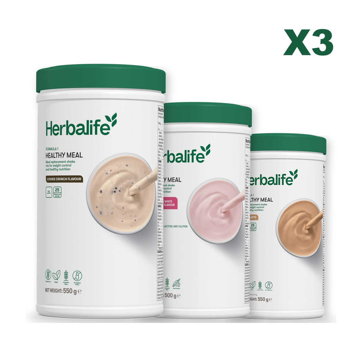 Formula 1 Cookie Crunch plus 2 flavours of your choice - Free From Raspberry & White Chocolate / Cafe Latte