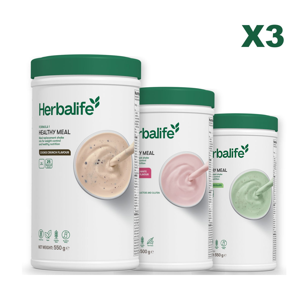 Formula 1 Cookie Crunch plus 2 flavours of your choice - Free From Raspberry & White Chocolate / Mint Chocolate