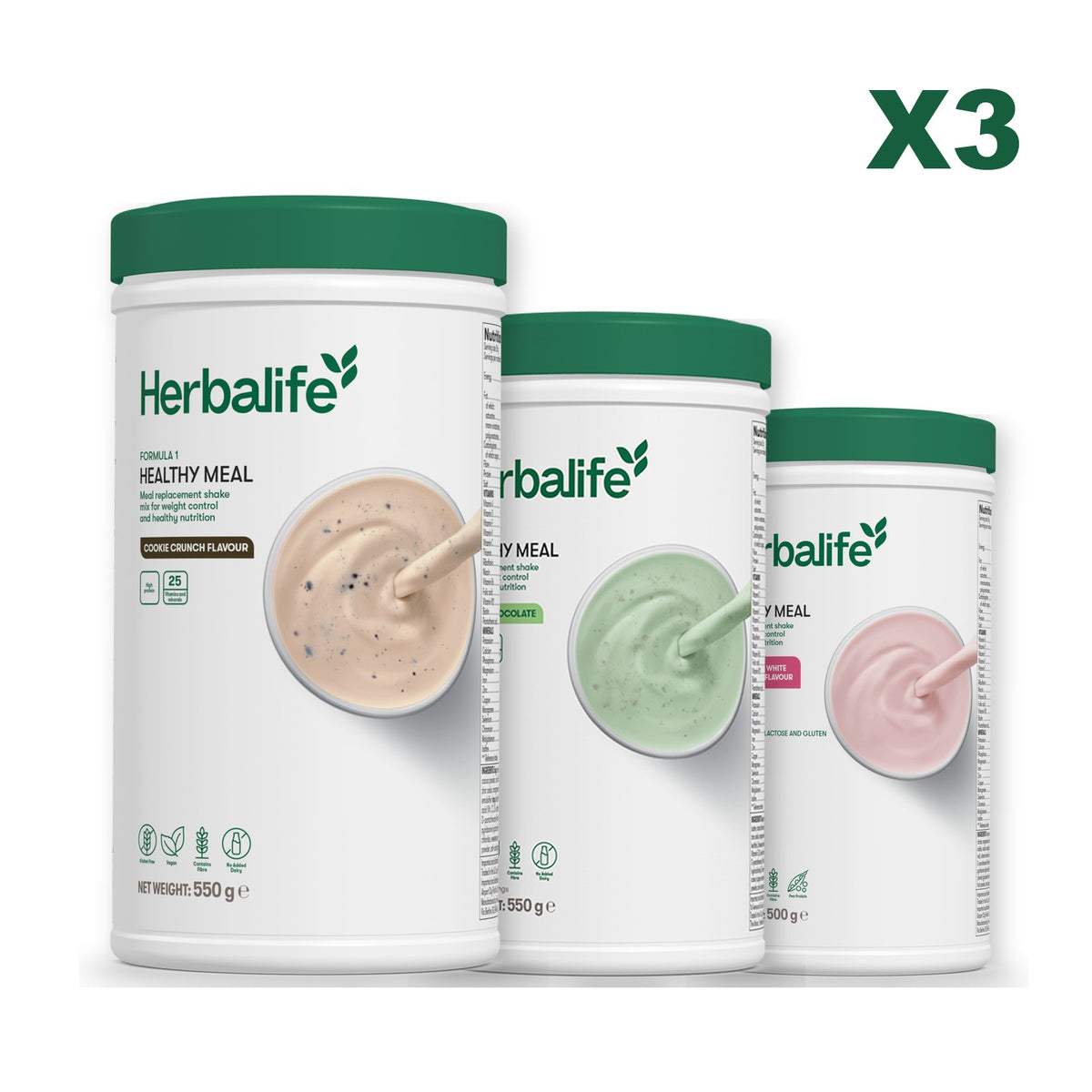 Formula 1 Cookie Crunch plus 2 flavours of your choice - Mint Chocolate / Free From Raspberry & White Chocolate