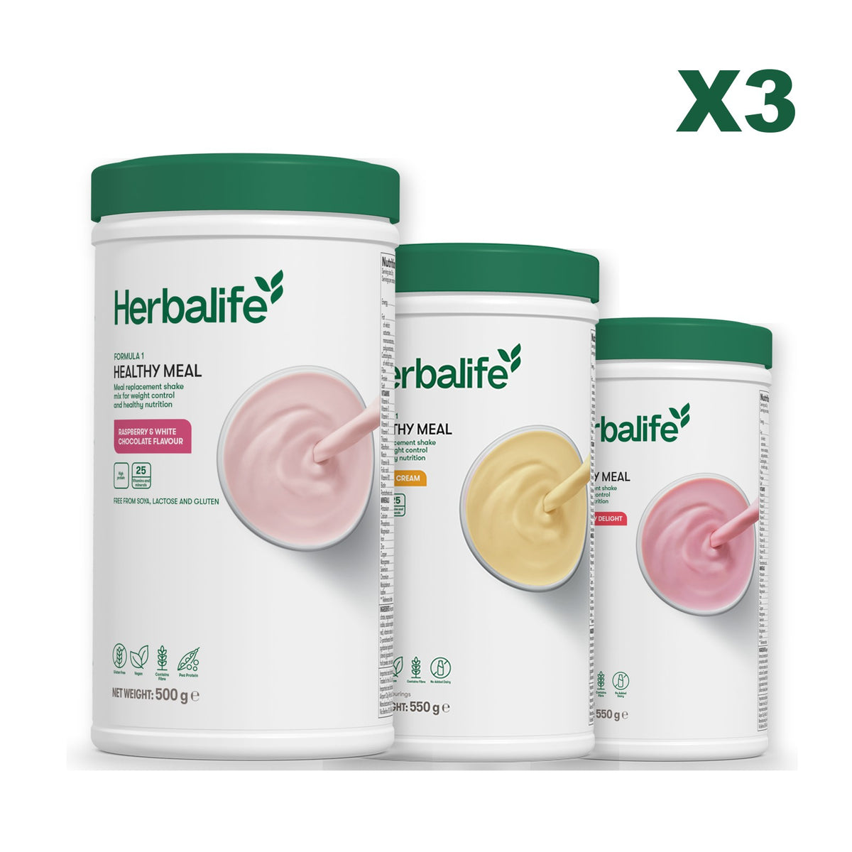 Formula 1 Free From Raspberry and White Chocolate plus 2 flavours of your choice - Banana Cream / Strawberry