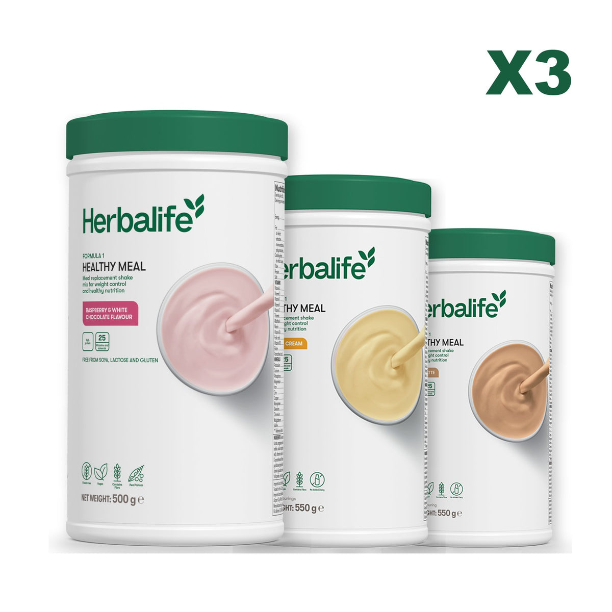 Formula 1 Free From Raspberry and White Chocolate plus 2 flavours of your choice - Banana Cream / Cafe Latte