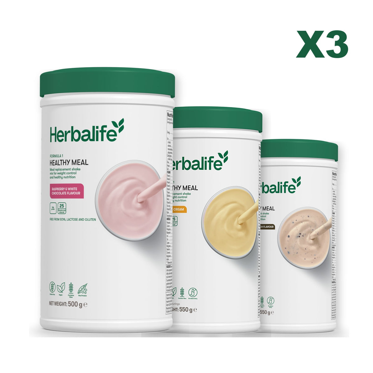 Formula 1 Free From Raspberry and White Chocolate plus 2 flavours of your choice - Banana Cream / Cookie Crunch