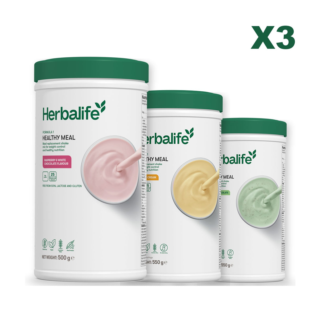 Formula 1 Free From Raspberry and White Chocolate plus 2 flavours of your choice - Banana Cream / Mint Chocolate