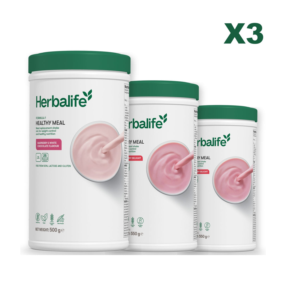 Formula 1 Free From Raspberry and White Chocolate plus 2 flavours of your choice - Strawberry / Strawberry