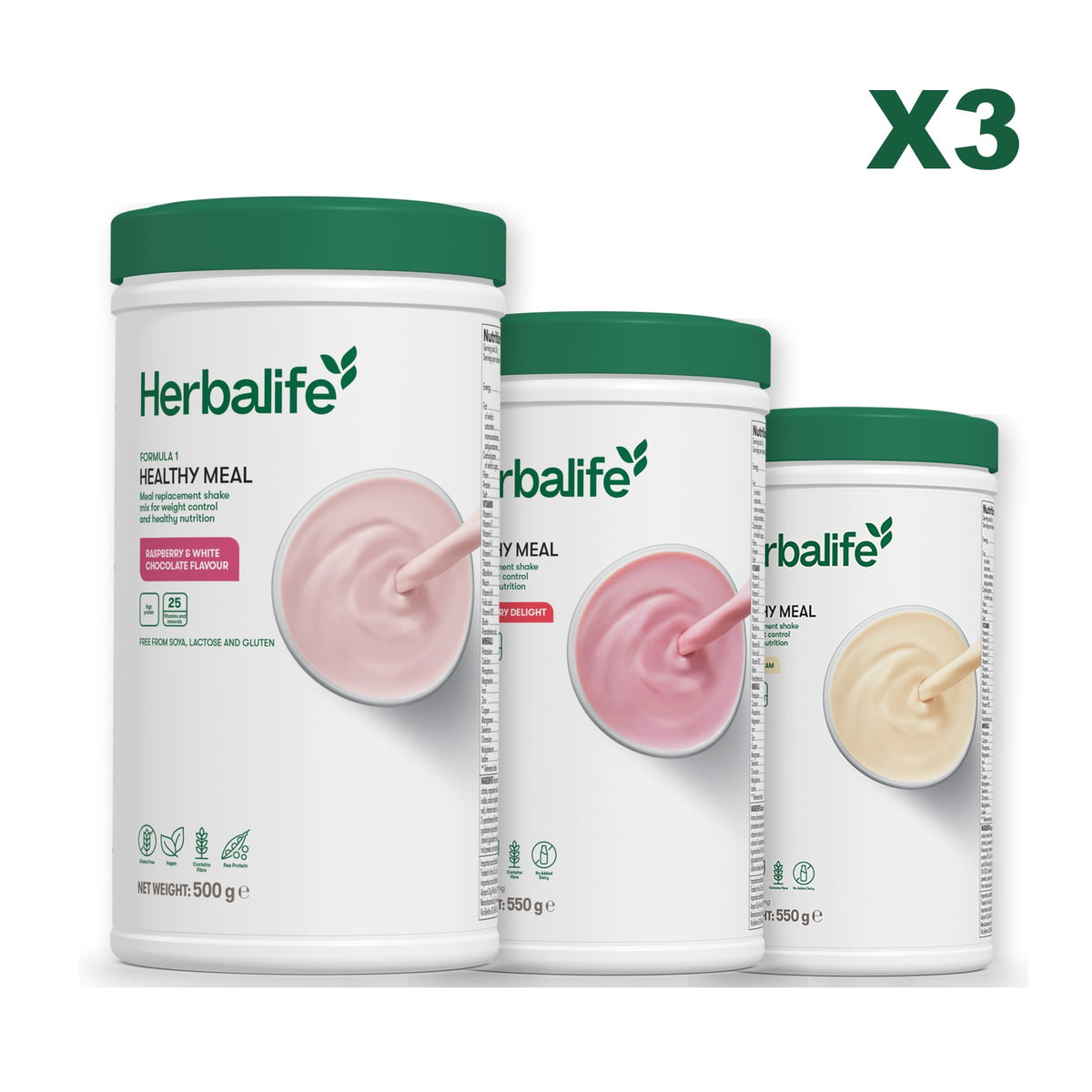 Formula 1 Free From Raspberry and White Chocolate plus 2 flavours of your choice - Strawberry / Vanilla