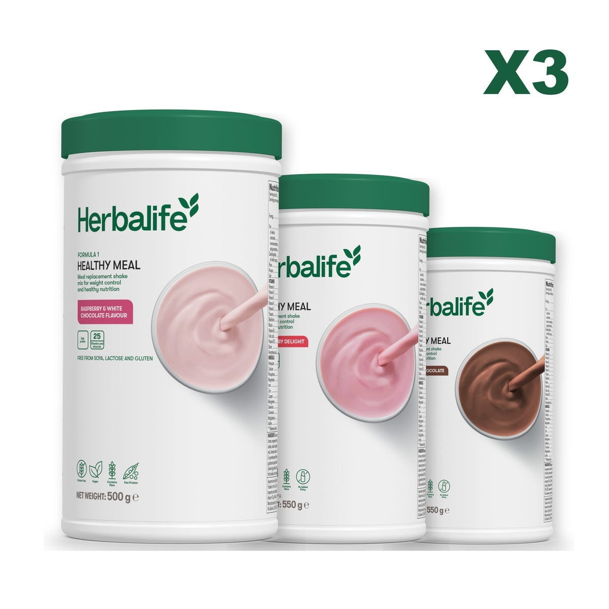 Formula 1 Free From Raspberry and White Chocolate plus 2 flavours of your choice - Strawberry / Chocolate
