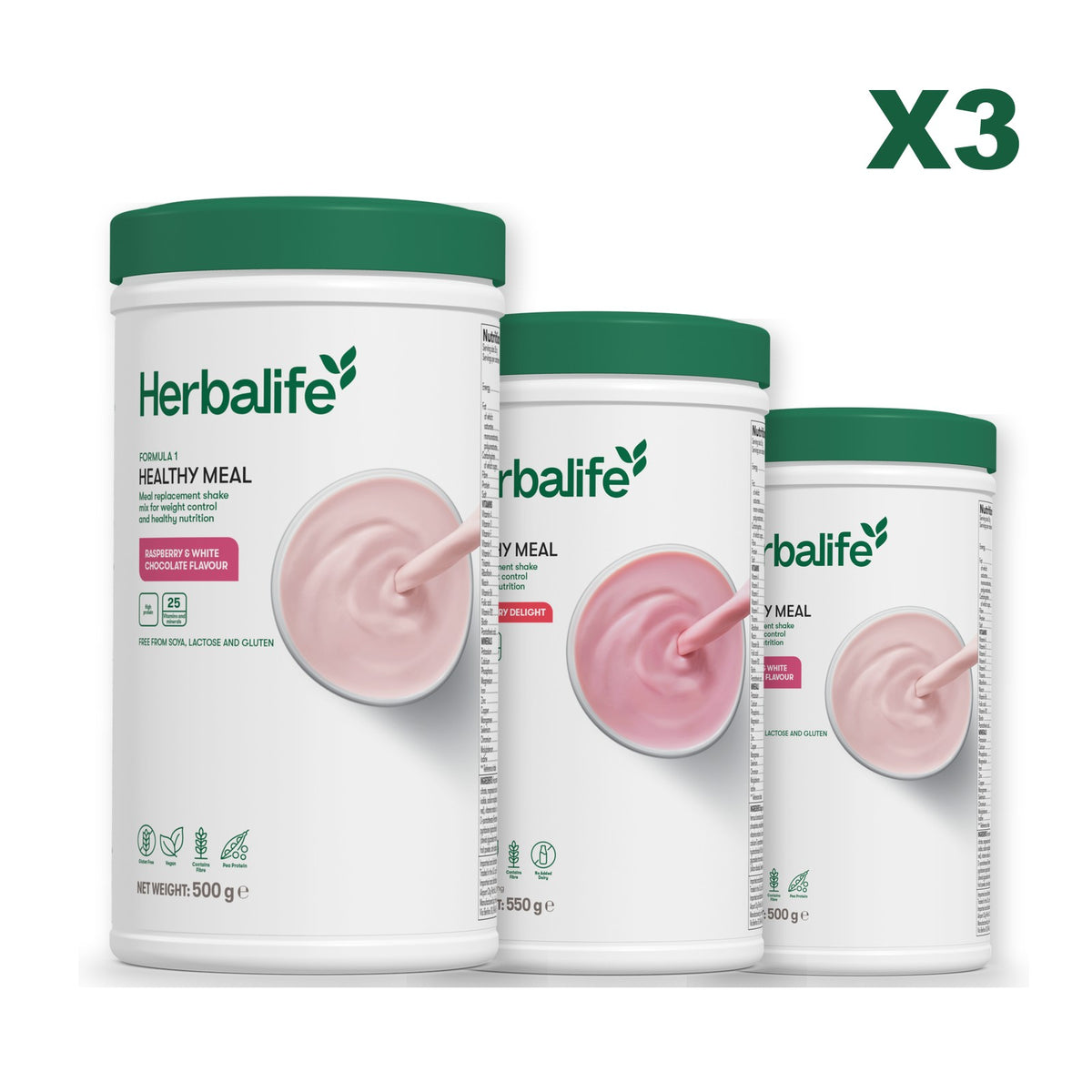 Formula 1 Free From Raspberry and White Chocolate plus 2 flavours of your choice - Strawberry / Free From Raspberry & White Chocolate