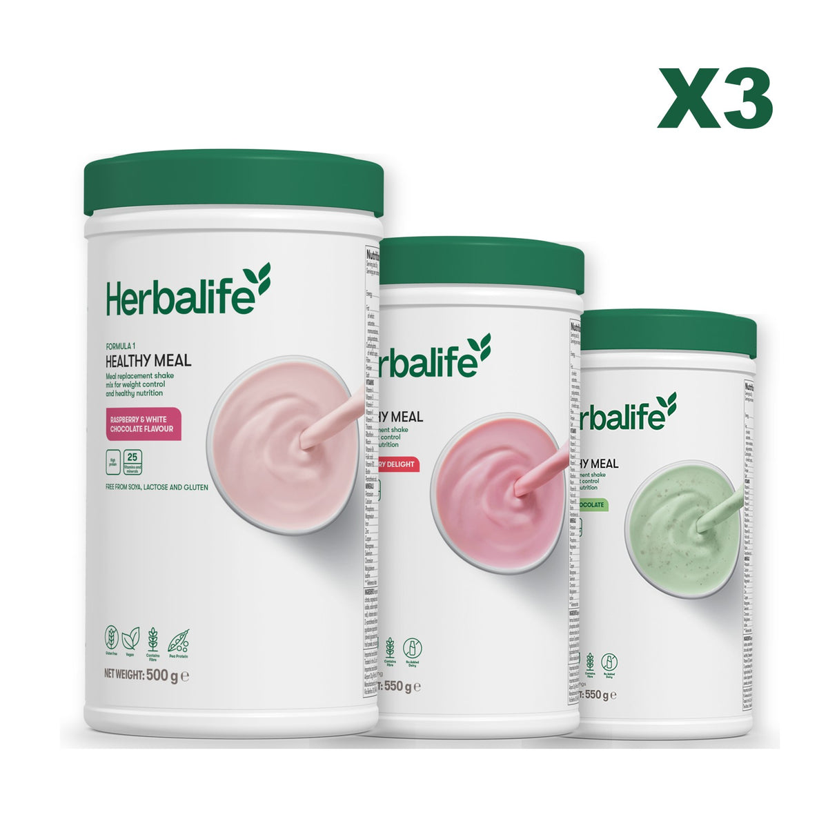 Formula 1 Free From Raspberry and White Chocolate plus 2 flavours of your choice - Strawberry / Mint Chocolate