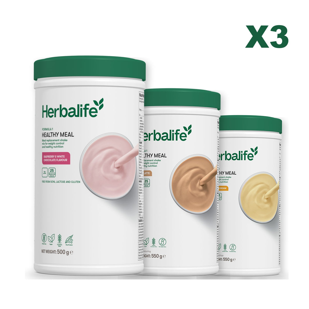 Formula 1 Free From Raspberry and White Chocolate plus 2 flavours of your choice - Cafe Latte / Banana Cream