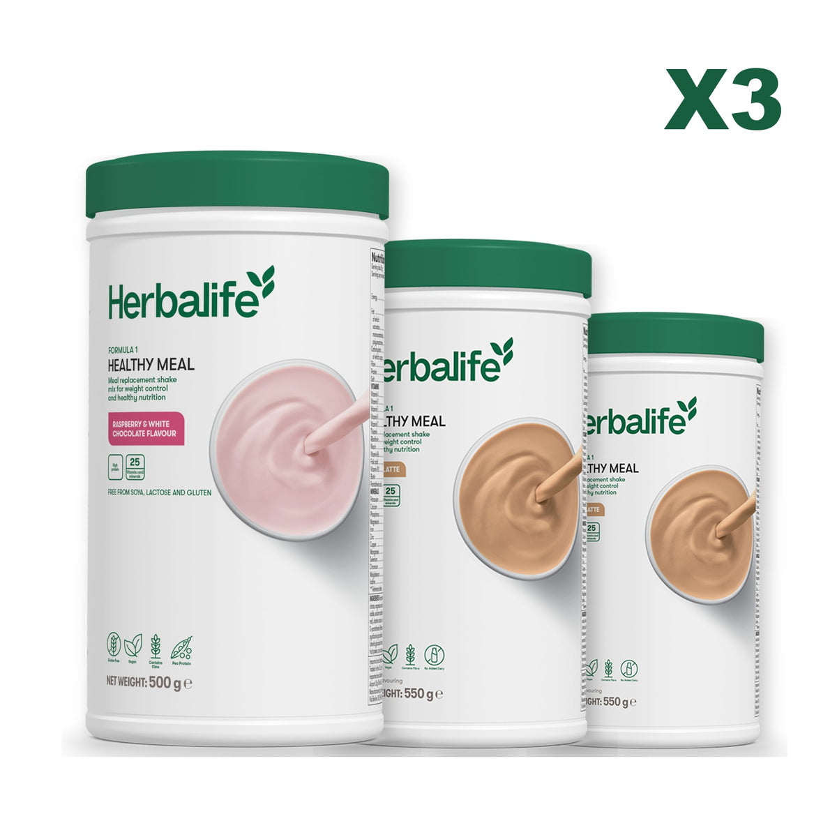 Formula 1 Free From Raspberry and White Chocolate plus 2 flavours of your choice - Cafe Latte / Cafe Latte