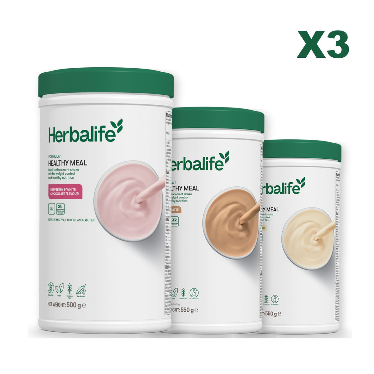 Formula 1 Free From Raspberry and White Chocolate plus 2 flavours of your choice - Cafe Latte / Vanilla