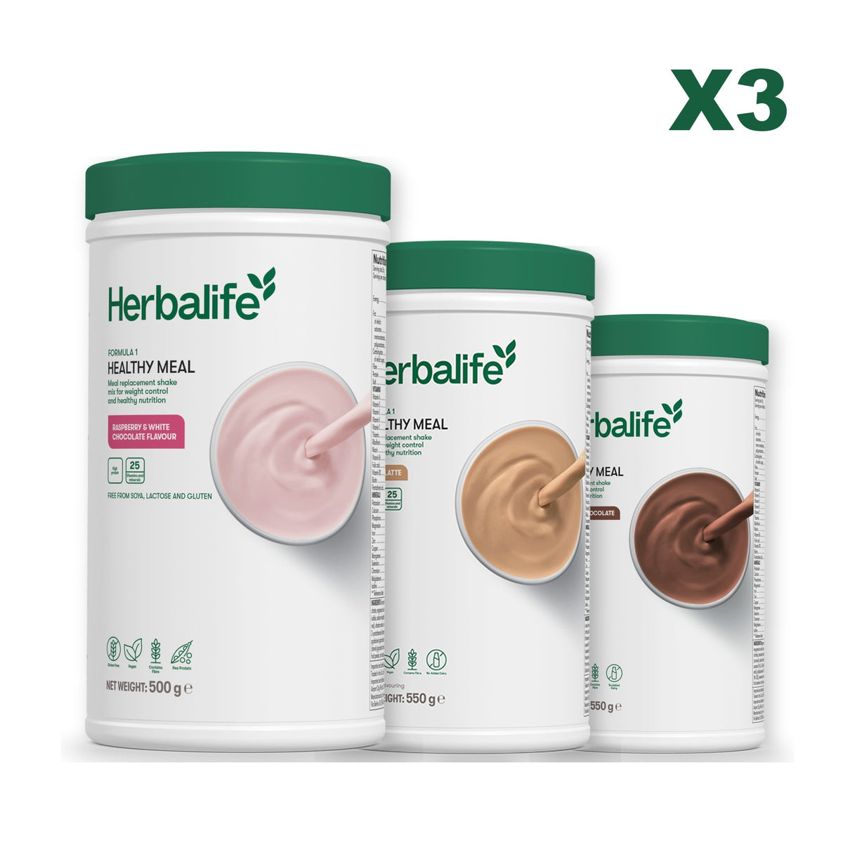 Formula 1 Free From Raspberry and White Chocolate plus 2 flavours of your choice - Cafe Latte / Chocolate