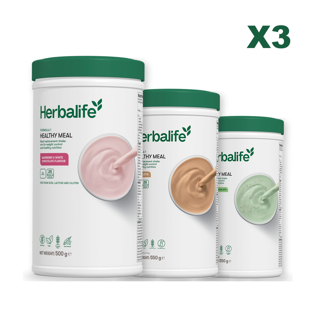 Formula 1 Free From Raspberry and White Chocolate plus 2 flavours of your choice - Cafe Latte / Mint Chocolate