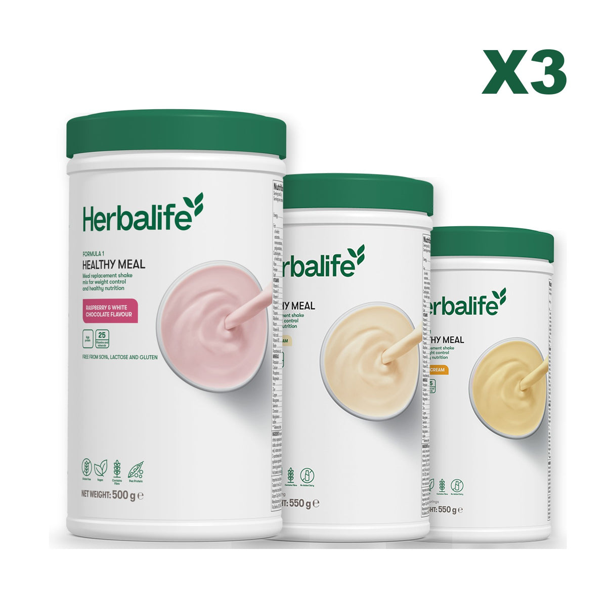 Formula 1 Free From Raspberry and White Chocolate plus 2 flavours of your choice - Vanilla / Banana Cream