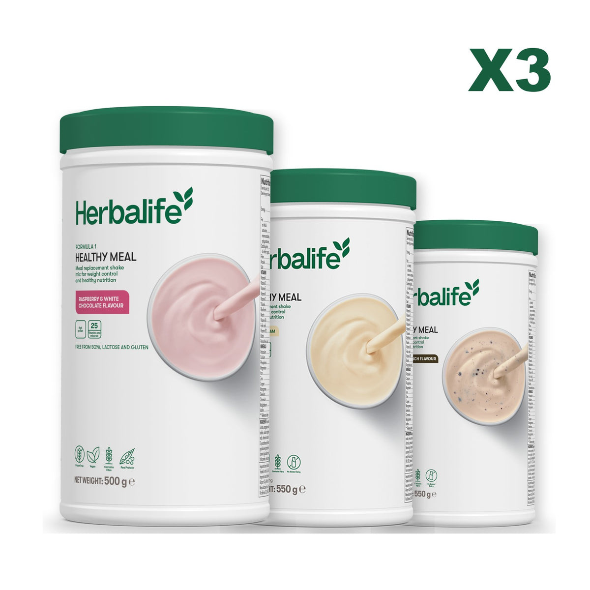 Formula 1 Free From Raspberry and White Chocolate plus 2 flavours of your choice - Vanilla / Cookie Crunch