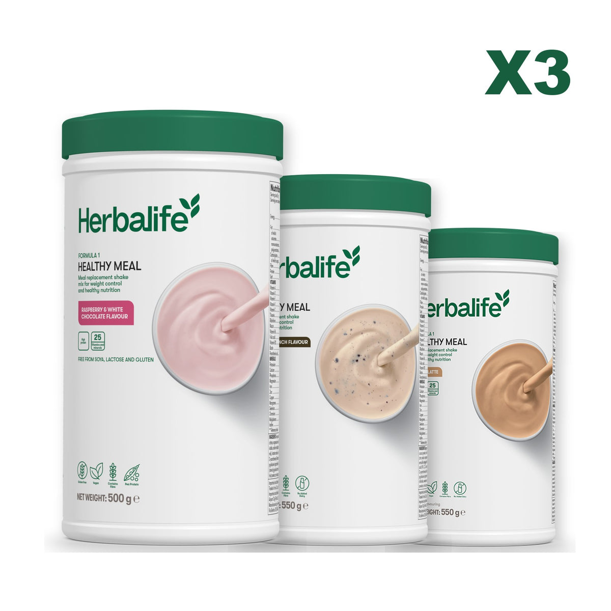 Formula 1 Free From Raspberry and White Chocolate plus 2 flavours of your choice - Cookie Crunch / Cafe Latte