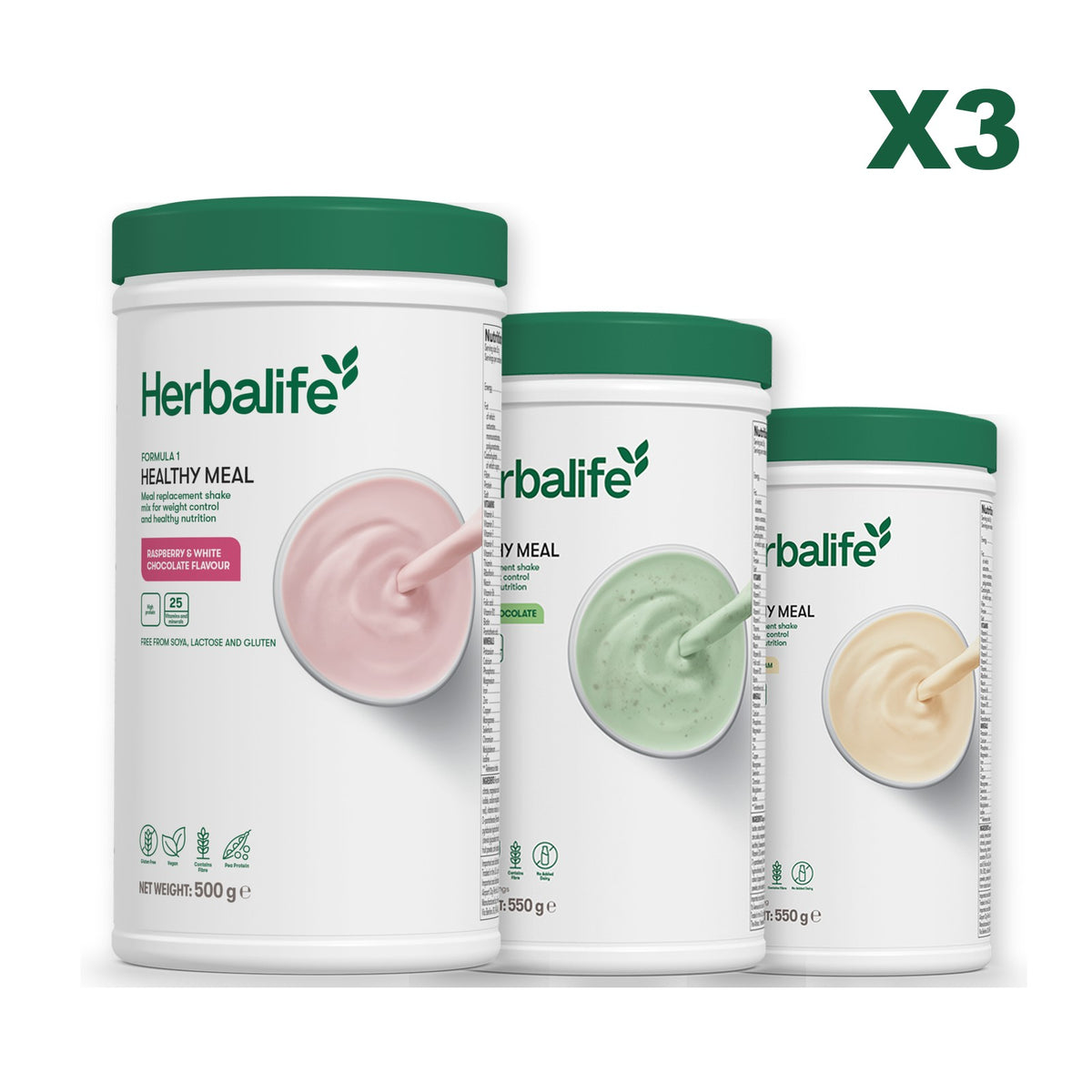 Formula 1 Free From Raspberry and White Chocolate plus 2 flavours of your choice - Mint Chocolate / Vanilla