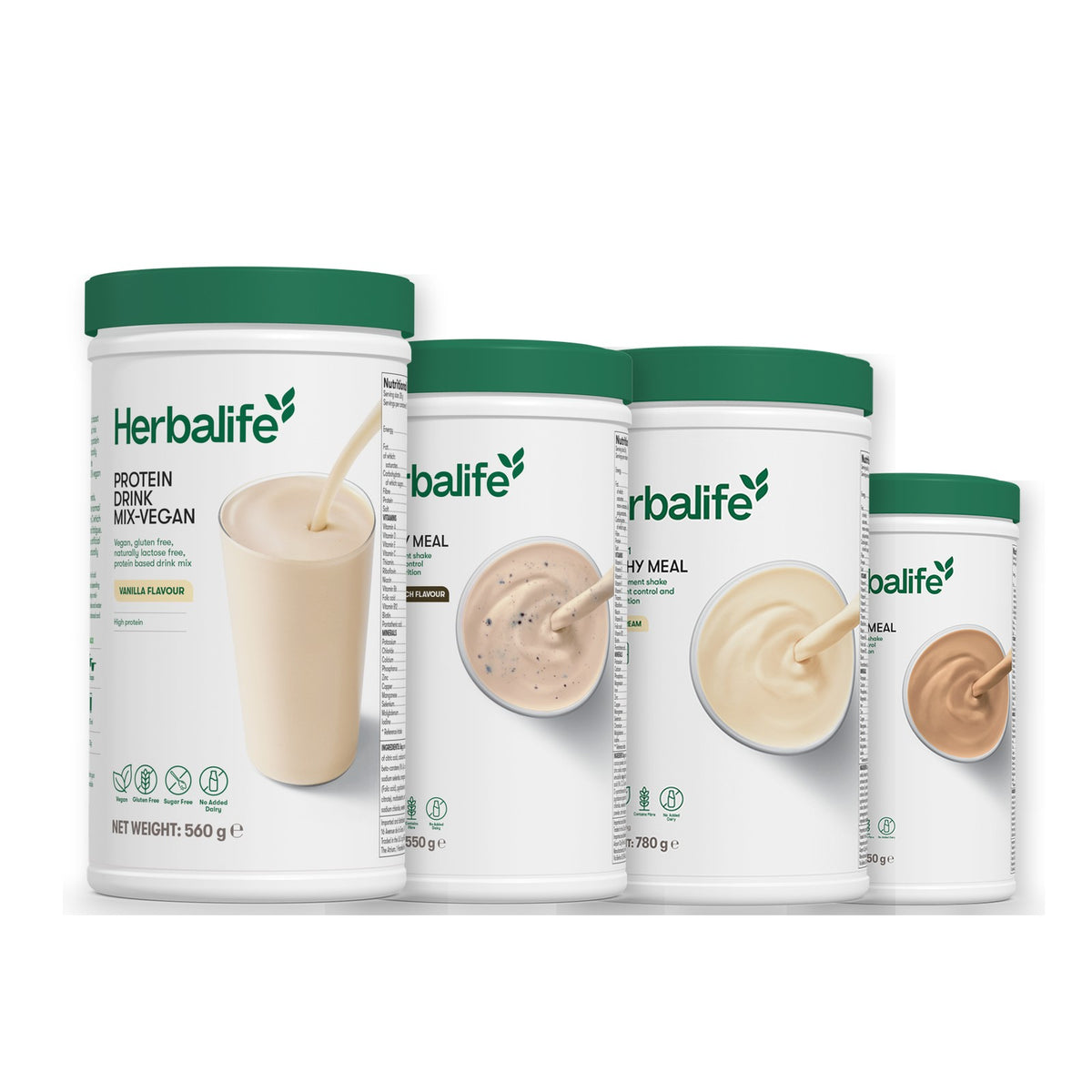 Protein Drink Mix + x3 F1 Shakes - COOKIE CRUNCH + 2 Flavours of Your Choice with Vegan Protein Drink Mix - Vanilla (Large 780g) / Cafe Latte