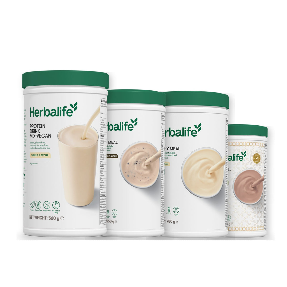 Protein Drink Mix + x3 F1 Shakes - COOKIE CRUNCH + 2 Flavours of Your Choice with Vegan Protein Drink Mix - Vanilla (Large 780g) / Dubai Style Chocolate