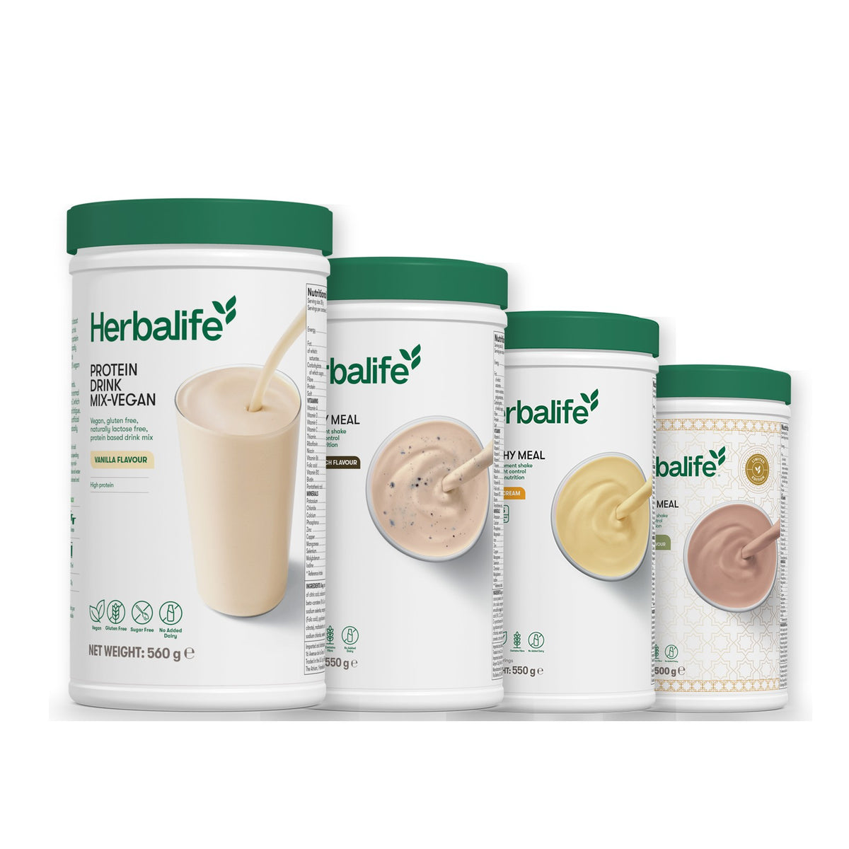 Protein Drink Mix + x3 F1 Shakes - COOKIE CRUNCH + 2 Flavours of Your Choice with Vegan Protein Drink Mix - Banana Cream / Dubai Style Chocolate