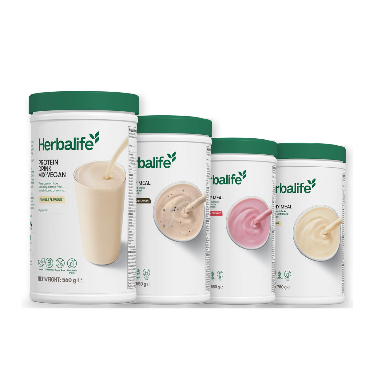 Protein Drink Mix + x3 F1 Shakes - COOKIE CRUNCH + 2 Flavours of Your Choice with Vegan Protein Drink Mix - Strawberry / Vanilla (Large 780g)