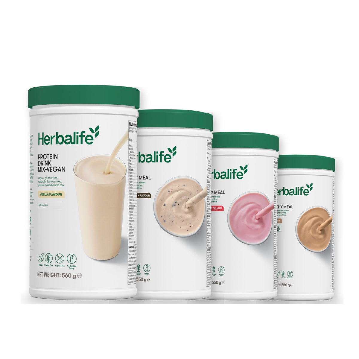 Protein Drink Mix + x3 F1 Shakes - COOKIE CRUNCH + 2 Flavours of Your Choice with Vegan Protein Drink Mix - Strawberry / Cafe Latte