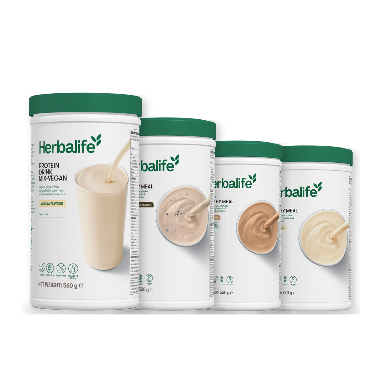 Protein Drink Mix + x3 F1 Shakes - COOKIE CRUNCH + 2 Flavours of Your Choice with Vegan Protein Drink Mix - Cafe Latte / Vanilla (Large 780g)
