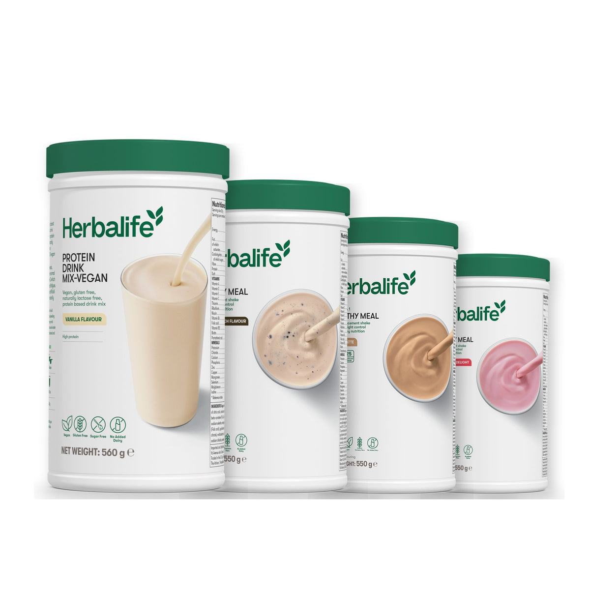 Protein Drink Mix + x3 F1 Shakes - COOKIE CRUNCH + 2 Flavours of Your Choice with Vegan Protein Drink Mix - Cafe Latte / Strawberry