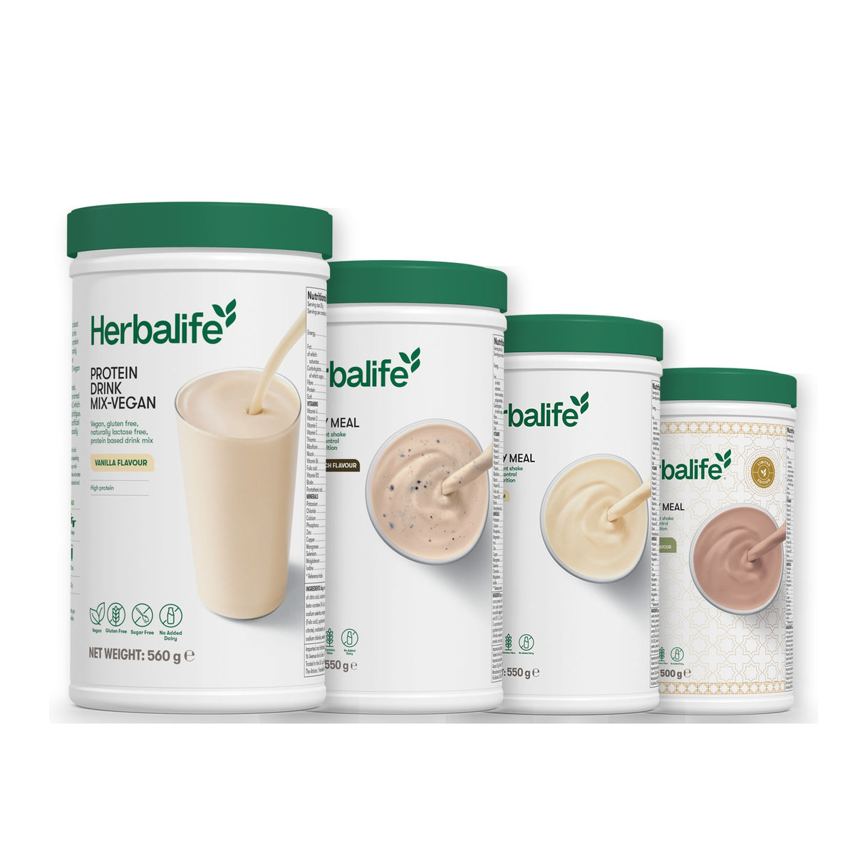 Protein Drink Mix + x3 F1 Shakes - COOKIE CRUNCH + 2 Flavours of Your Choice with Vegan Protein Drink Mix - Vanilla / Dubai Style Chocolate