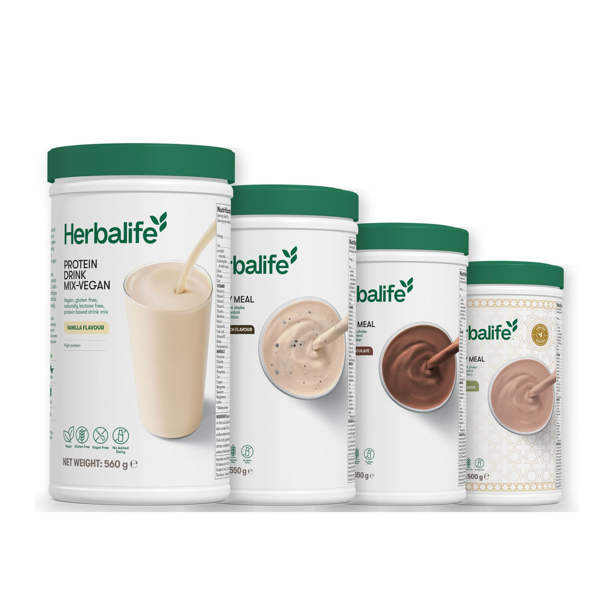 Protein Drink Mix + x3 F1 Shakes - COOKIE CRUNCH + 2 Flavours of Your Choice with Vegan Protein Drink Mix - Chocolate / Dubai Style Chocolate