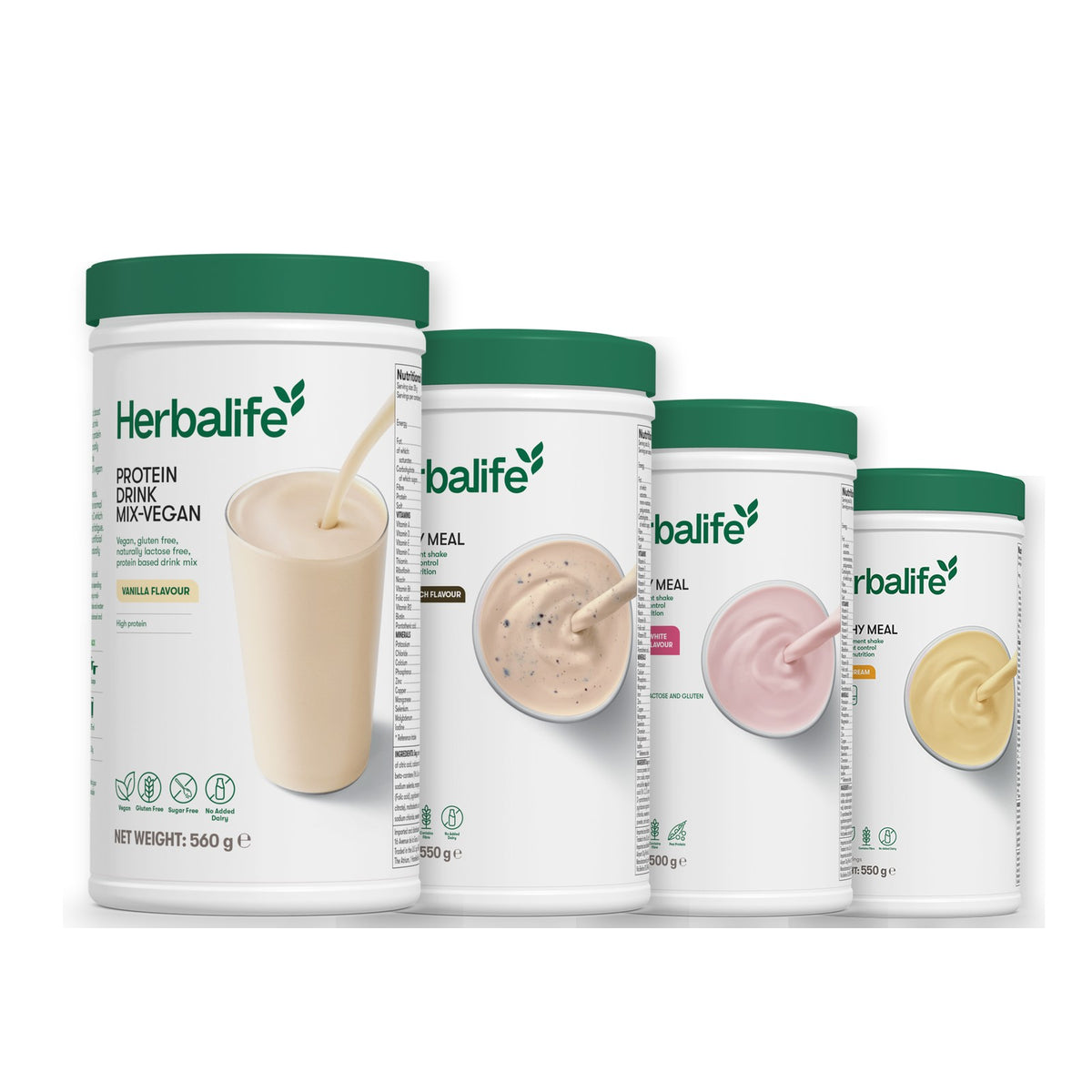 Protein Drink Mix + x3 F1 Shakes - COOKIE CRUNCH + 2 Flavours of Your Choice with Vegan Protein Drink Mix - Free From Raspberry & White Chocolate / Banana Cream