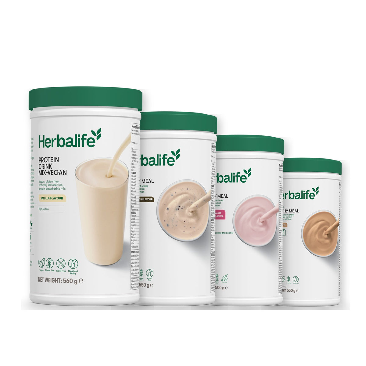 Protein Drink Mix + x3 F1 Shakes - COOKIE CRUNCH + 2 Flavours of Your Choice with Vegan Protein Drink Mix - Free From Raspberry & White Chocolate / Cafe Latte