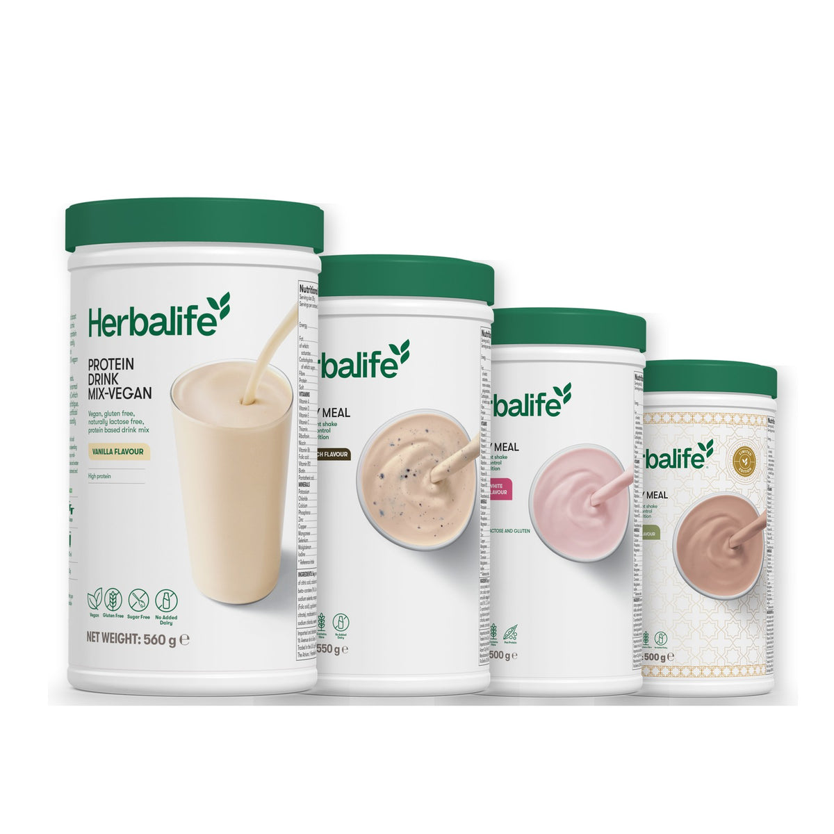 Protein Drink Mix + x3 F1 Shakes - COOKIE CRUNCH + 2 Flavours of Your Choice with Vegan Protein Drink Mix - Free From Raspberry & White Chocolate / Dubai Style Chocolate