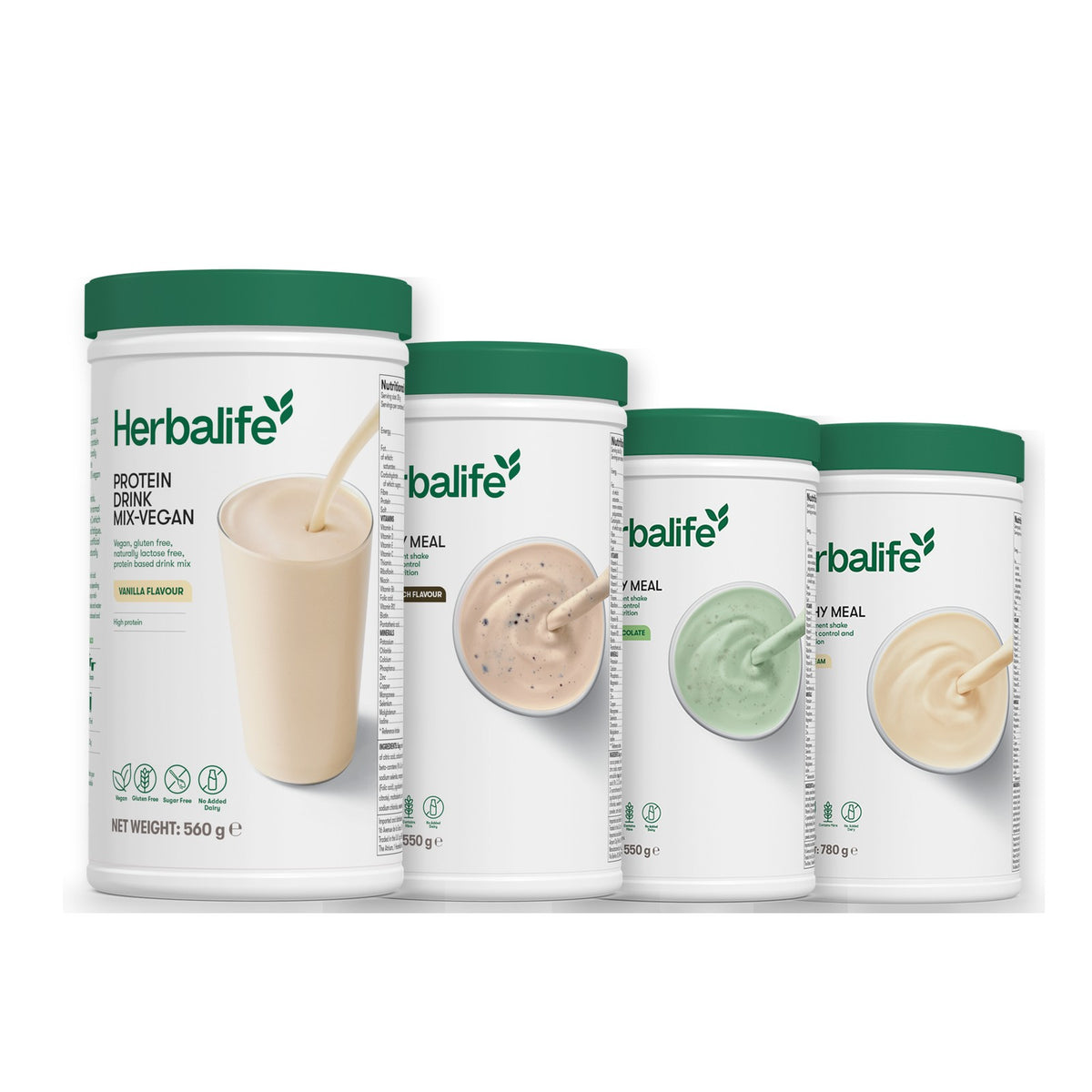 Protein Drink Mix + x3 F1 Shakes - COOKIE CRUNCH + 2 Flavours of Your Choice with Vegan Protein Drink Mix - Mint Chocolate / Vanilla (Large 780g)