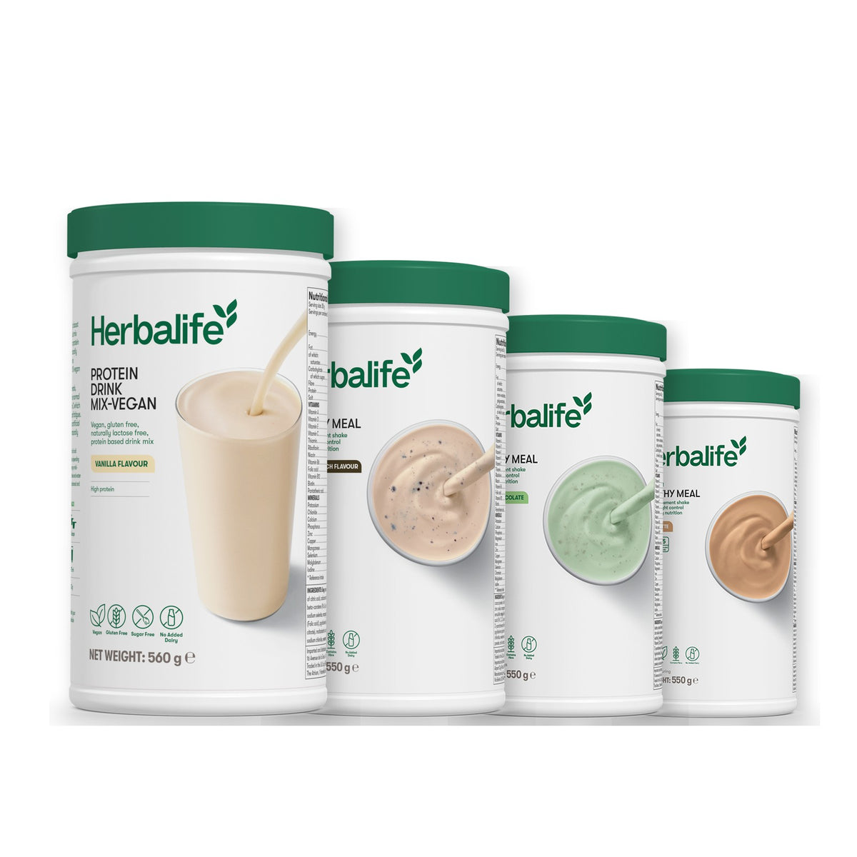 Protein Drink Mix + x3 F1 Shakes - COOKIE CRUNCH + 2 Flavours of Your Choice with Vegan Protein Drink Mix - Mint Chocolate / Cafe Latte