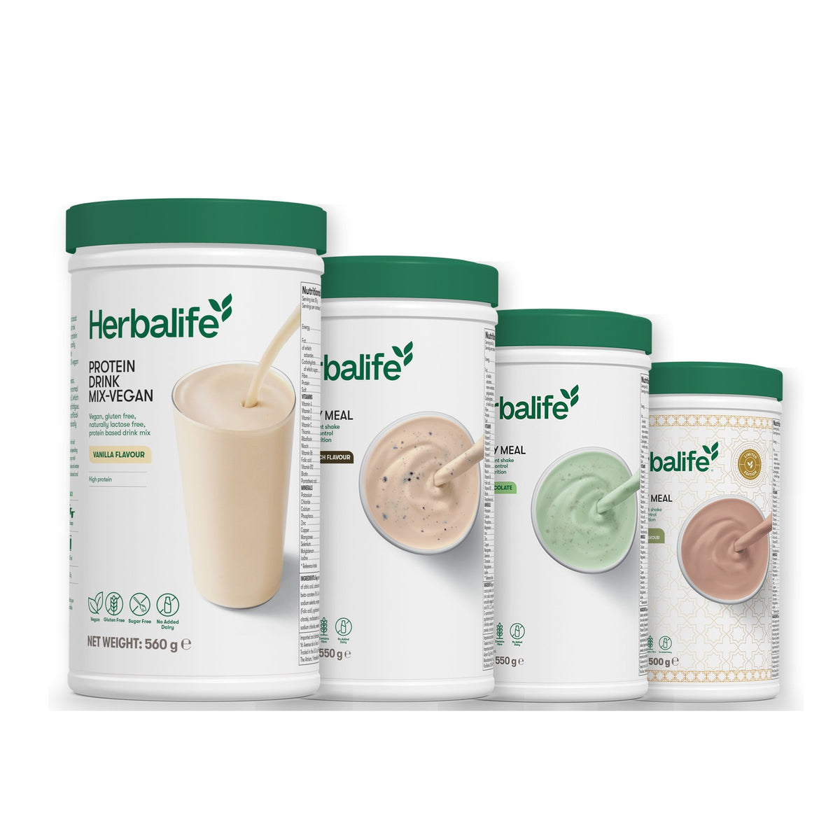 Protein Drink Mix + x3 F1 Shakes - COOKIE CRUNCH + 2 Flavours of Your Choice with Vegan Protein Drink Mix - Mint Chocolate / Dubai Style Chocolate