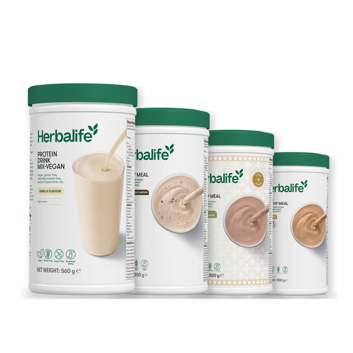 Protein Drink Mix + x3 F1 Shakes - COOKIE CRUNCH + 2 Flavours of Your Choice with Vegan Protein Drink Mix - Dubai Style Chocolate / Cafe Latte