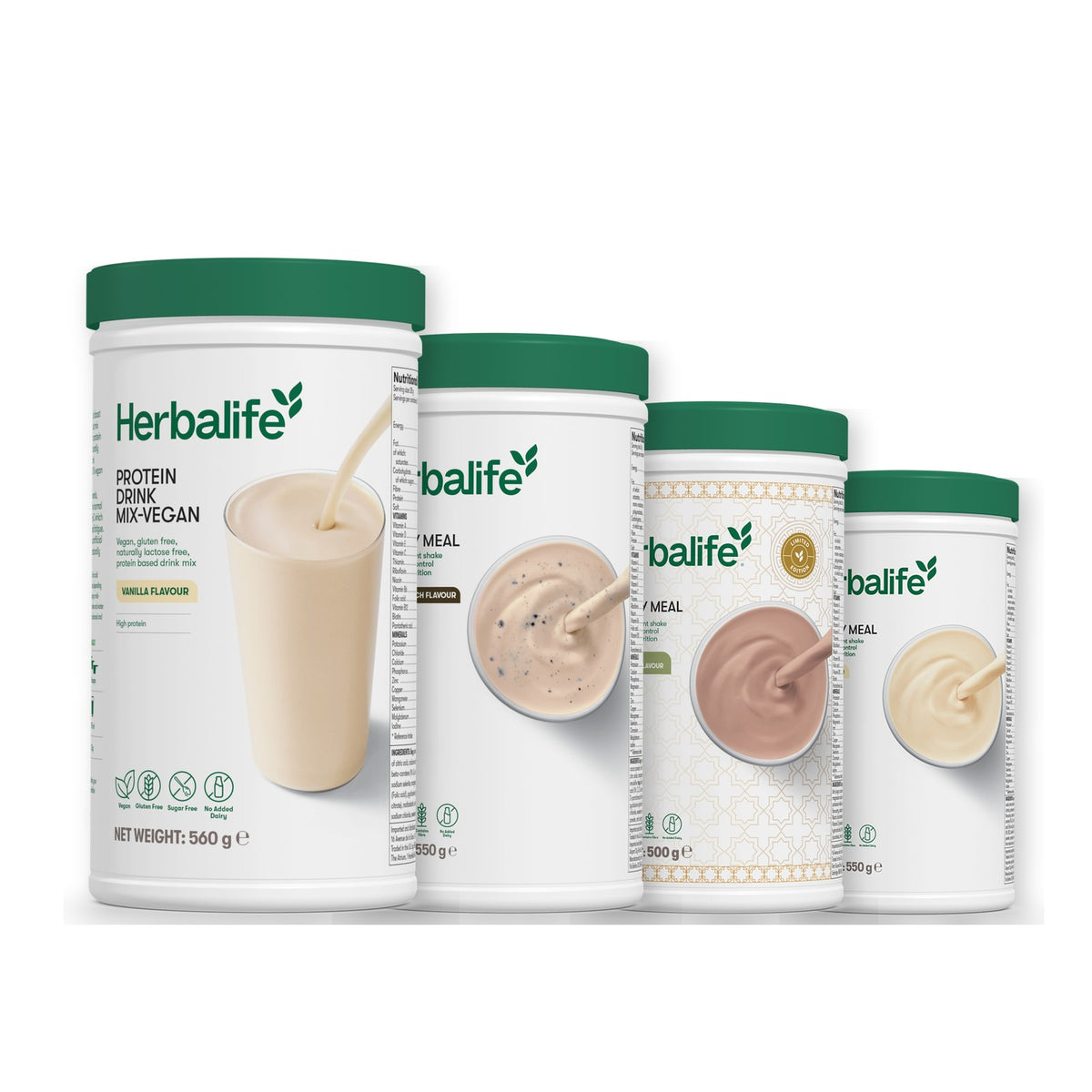 Protein Drink Mix + x3 F1 Shakes - COOKIE CRUNCH + 2 Flavours of Your Choice with Vegan Protein Drink Mix - Dubai Style Chocolate / Vanilla