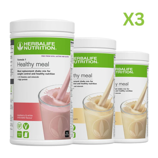 F1 Shake Mix - FREE FROM RASPBERRY & WHITE CHOCOLATE + 2 Flavours of Your Choice - Lose Weight Feel Great